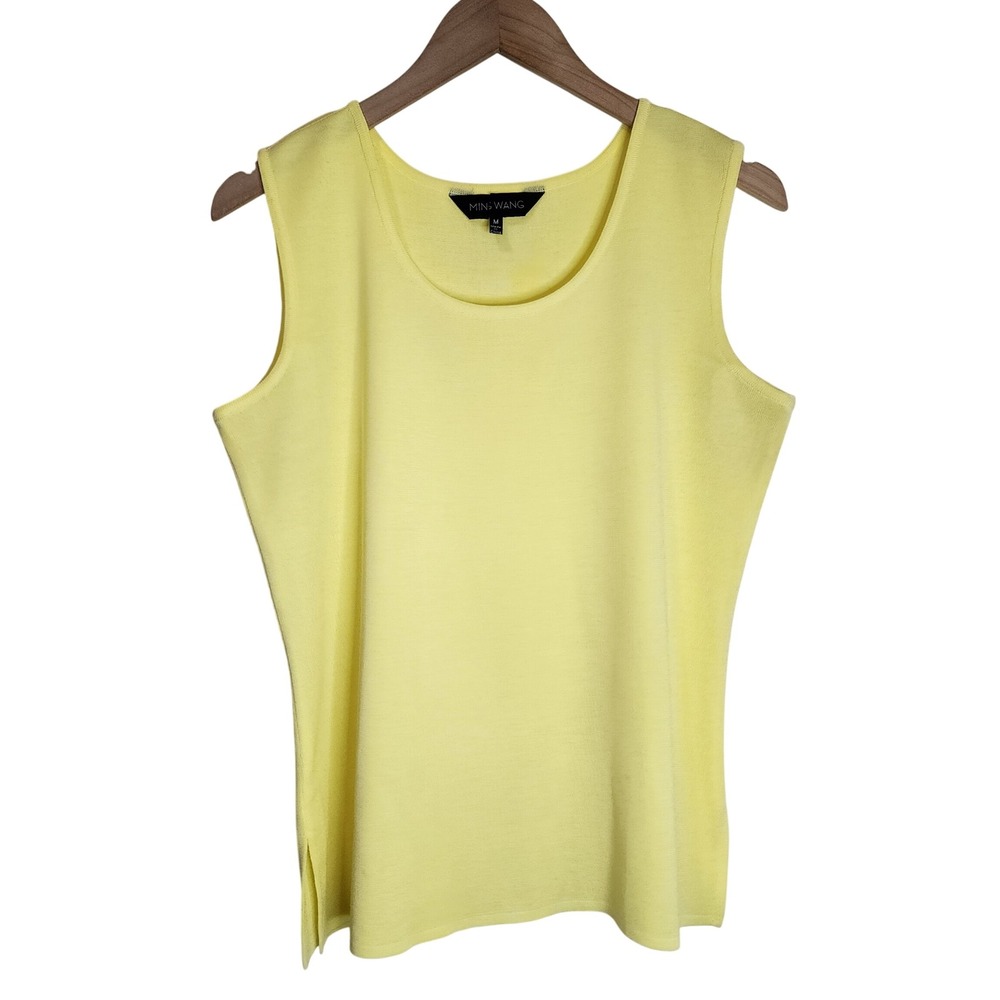 Ming Wang Blouse Tank Women's Medium Knit Dressy Top Solid Yellow